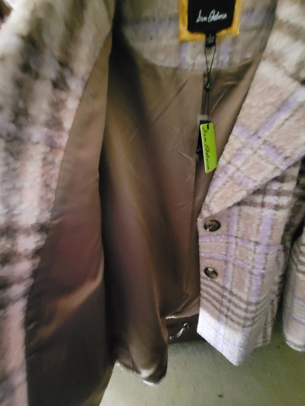 Sam Edelman Lavender Plaid Bouclé Pea Coat - Women's Jacket - Picture 4 of 4